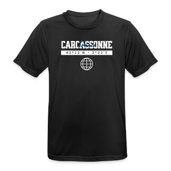 Carca ssone Frankreich Koordinaten Globus - Männer T-Shirt atmungsaktiv - Schwarz - Vorne - AI Model Male 178 light (178cm)