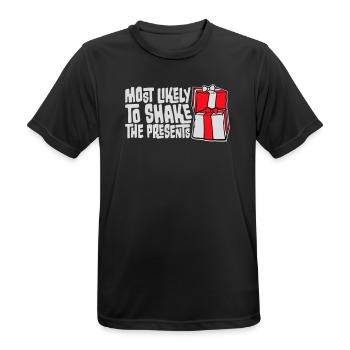 Le plus susceptible de secouer les cadeaux Noël Fun - T-shirt respirant Homme - noir - Devant - AI Model Male 178 light (178cm)