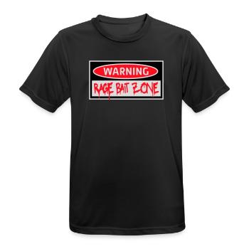 Warning Rage Bait Caution Zone Schild Spaß Warnung - Männer T-Shirt atmungsaktiv - Schwarz - Vorne - AI Model Male 178 light (178cm)