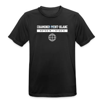 Chamonix-Mont-Blanc Frankreich Koordinaten - Männer T-Shirt atmungsaktiv - Schwarz - Vorne - AI Model Male 178 light (178cm)