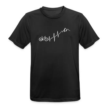 Fahrrad Herzschlag EKG Herzfrequenz - Männer T-Shirt atmungsaktiv - Schwarz - Vorne - AI Model Male 178 light (178cm)