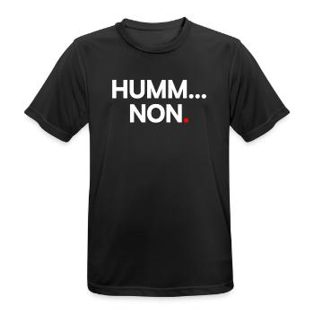 SUMM... NEIN | Minimalistischer humoristischer Ausdruck - Männer T-Shirt atmungsaktiv - Schwarz - Vorne - AI Model Male 178 light (178cm)