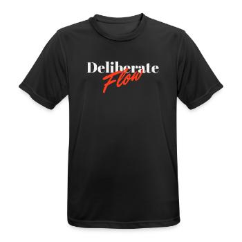 Deliberate Flow Minimal Typography Design - Men's Breathable T-Shirt - black - Front - AI Model Male 178 light (178cm)