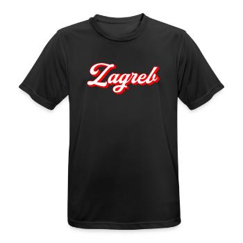 Zagreb Script Rétro - T-shirt respirant Homme - noir - Devant - AI Model Male 178 light (178cm)