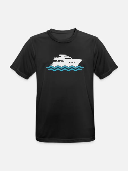 Yacht Silhouette Motorboot - Männer T-Shirt atmungsaktiv - Schwarz