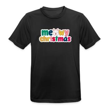 Cat Christmas - Meowy Christmas - Men's Breathable T-Shirt - black - Front - AI Model Male 178 light (178cm)