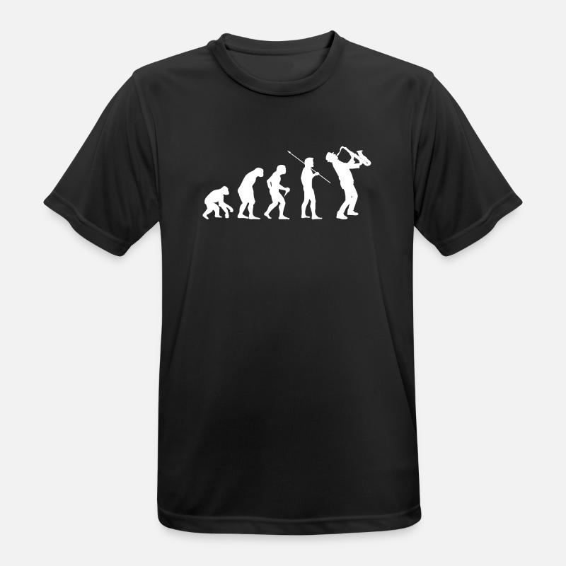 Evolution to Saxophonist Music Gift - Men's Breathable T-Shirt - black