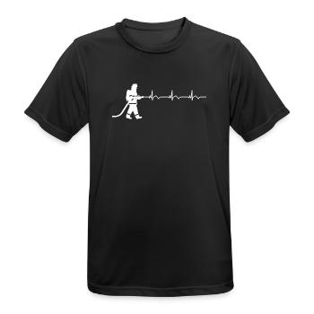 Firefighter Fire Brigade ECG Heartbeat - Men's Breathable T-Shirt - black - Front - AI Model Male 178 light (178cm)