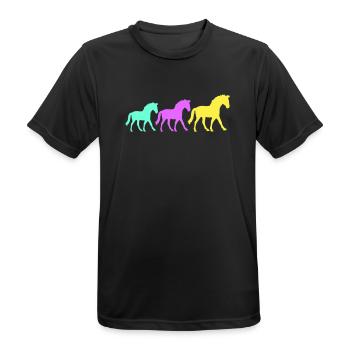 3 Horses Silhouette Team Rider Riding Friends Cute - Men's Breathable T-Shirt - black - Front - AI Model Male 178 light (178cm)