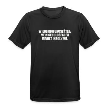 MEIN GEDULDSFADEN MELDET INSOLVENZ  - Männer T-Shirt atmungsaktiv - Schwarz - Vorne - AI Model Male 178 light (178cm)