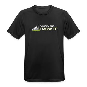 Je suis sexy et je la tonds – Lustiger Garten Spruch - T-shirt respirant Homme - noir - Devant - AI Model Male 178 light (178cm)