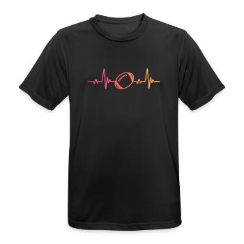 rugby sunset battement de coeur rugby rugbyman - T-shirt respirant Homme - noir - Devant - AI Model Male 178 light (178cm)
