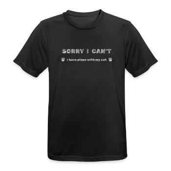 Sorry I Can’t – Plans With My Cat - Men's Breathable T-Shirt - black - Front - AI Model Male 178 light (178cm)