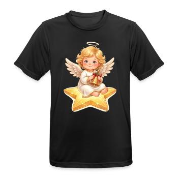 Engelchen mit Glocke, Sternenzauber - Männer T-Shirt atmungsaktiv - Schwarz - Vorne - AI Model Male 178 light (178cm)
