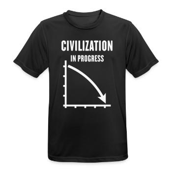 Civilization In Progress (Zivilisation / White) - Männer T-Shirt atmungsaktiv - Schwarz - Vorne - AI Model Male 178 light (178cm)