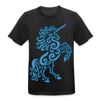 Blaues Einhorn Pferd - Männer T-Shirt atmungsaktiv - Schwarz - Vorne - AI Model Male 178 light (178cm)