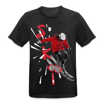 Ski - Skiurlaub - Skifahren - Männer T-Shirt atmungsaktiv - Schwarz - Vorne - AI Model Male 178 light (178cm)