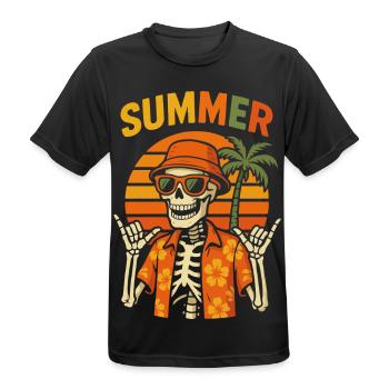 Hawaiian Palm Summer Skeleton - Men's Breathable T-Shirt - black - Front - AI Model Male 178 light (178cm)