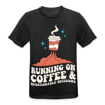 Kaffee für fragwürdige Entscheidungen - Männer T-Shirt atmungsaktiv - Schwarz - Vorne - AI Model Male 178 light (178cm)