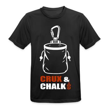Crux & Chalk – Klettern - Männer T-Shirt atmungsaktiv - Schwarz - Vorne - AI Model Male 178 light (178cm)