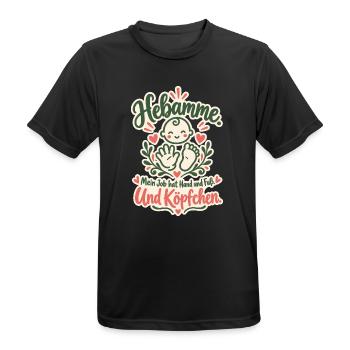 Hebamme Hand und Fuß - Männer T-Shirt atmungsaktiv - Schwarz - Vorne - AI Model Male 178 light (178cm)