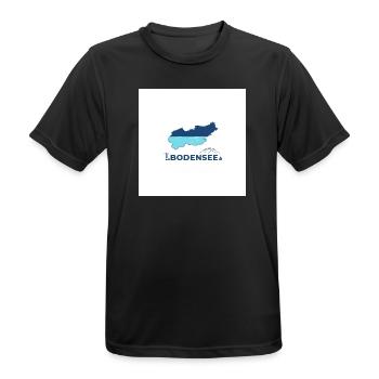 Bodensee Landschaftslogo Seeufer - Männer T-Shirt atmungsaktiv - Schwarz - Vorne - AI Model Male 178 light (178cm)
