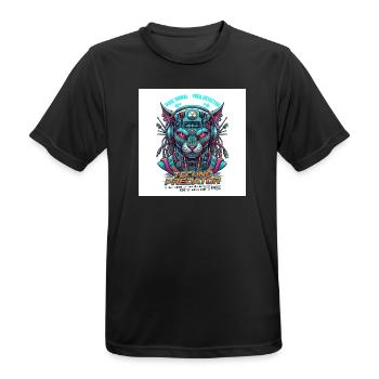 Techno Predator // Rave Cyberpunk Panther - Männer T-Shirt atmungsaktiv - Schwarz - Vorne - AI Model Male 178 light (178cm)