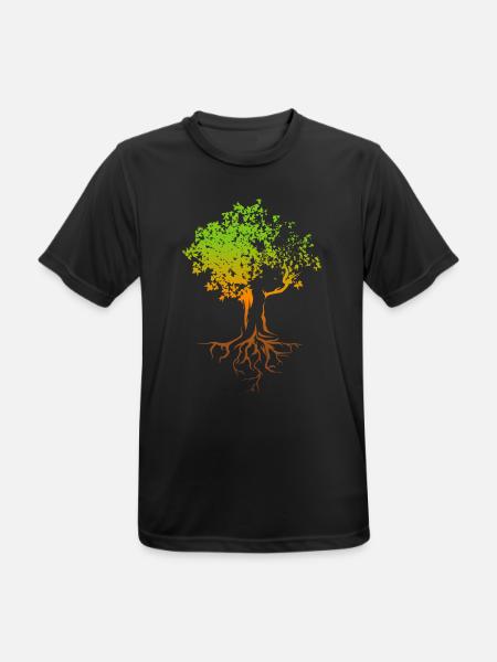 Baum Herbst Farben bunt Illustration Wald Natur - Männer T-Shirt atmungsaktiv - Schwarz