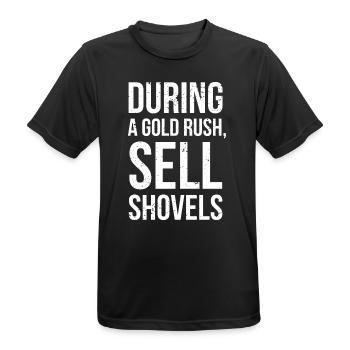Goldrausch-Schaufelverkäufe fette Typografie - Männer T-Shirt atmungsaktiv - Schwarz - Vorne - AI Model Male 178 light (178cm)
