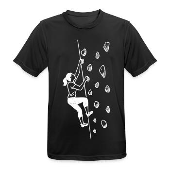 Bouldern Shirt Damen – Grafik Minimalismus - Männer T-Shirt atmungsaktiv - Schwarz - Vorne - AI Model Male 178 light (178cm)