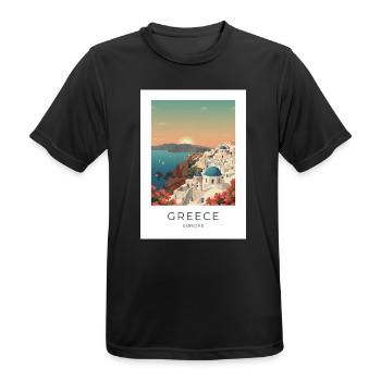 Santorini Sunset Coastal View - Men's Breathable T-Shirt - black - Front - AI Model Male 178 light (178cm)