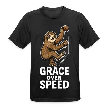 Bouldern Motivation – Grace Over Speed Geschenk - Männer T-Shirt atmungsaktiv - Schwarz - Vorne - AI Model Male 178 light (178cm)