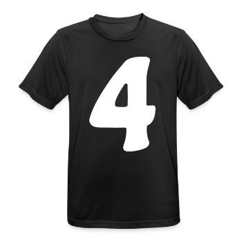 Four: Minimalist Numeral 4 | Fourth - Men's Breathable T-Shirt - black - Front - AI Model Male 178 light (178cm)