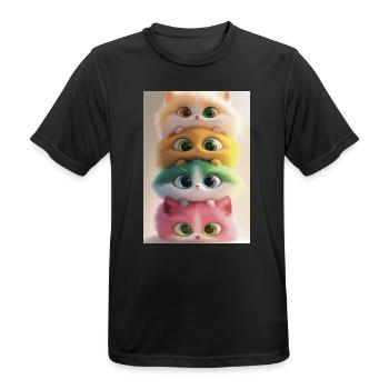 Stacked Rainbow Plush Cats - Men's Breathable T-Shirt - black - Front - AI Model Male 178 light (178cm)