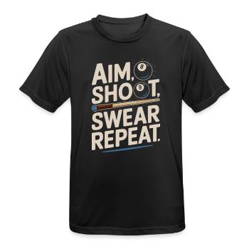 Aim Shoot Swear Repeat Billard Kugel Queue - Männer T-Shirt atmungsaktiv - Schwarz - Vorne - AI Model Male 178 light (178cm)
