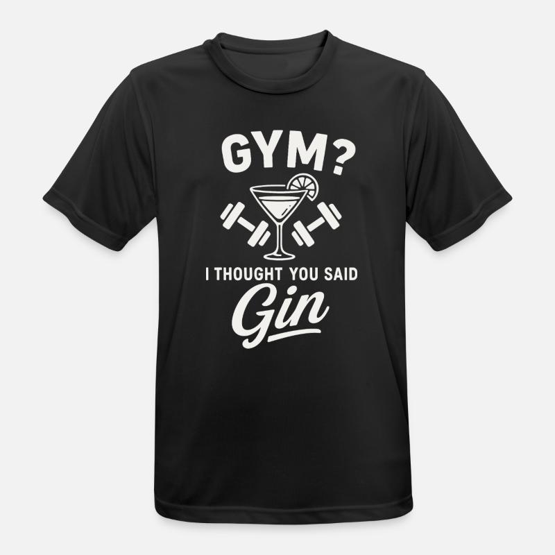 Gym oder Gin ? - Männer T-Shirt atmungsaktiv - Schwarz