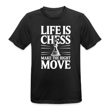 Das Leben ist Schach – mach den richtigen Zug - Männer T-Shirt atmungsaktiv - Schwarz - Vorne - AI Model Male 178 light (178cm)