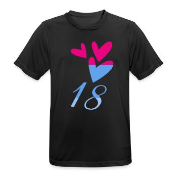 18. 18 JAHRE ALT. 18-jähriges JUBILÄUM. GEBURTSTAG 18 JAHRE. - Männer T-Shirt atmungsaktiv - Schwarz - Vorne - AI Model Male 178 light (178cm)