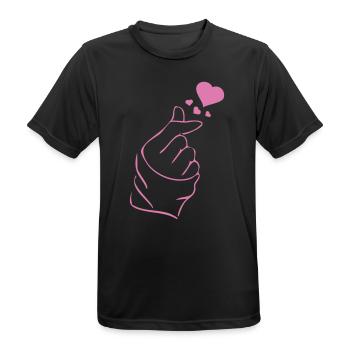 Finger heart k-pop K-drama 2 farben - Männer T-Shirt atmungsaktiv - Schwarz - Vorne - AI Model Male 178 light (178cm)