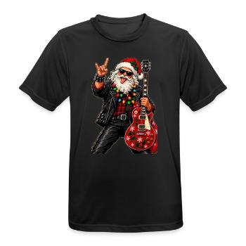 Santa Rock Weihnachtsgitarre - Männer T-Shirt atmungsaktiv - Schwarz - Vorne - AI Model Male 178 light (178cm)