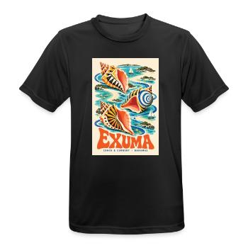 Erleben Sie Exuma auf den Bahamas – Retro-Insel-Tagträume - Männer T-Shirt atmungsaktiv - Schwarz - Vorne - AI Model Male 178 light (178cm)