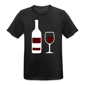 Weinflasche und Weinglas Wein Geschenk Genießer - Männer T-Shirt atmungsaktiv - Schwarz - Vorne - AI Model Male 178 light (178cm)