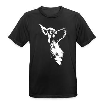 American Eskimo Dog Silhouette Hunde Hund Wilsigns - Männer T-Shirt atmungsaktiv - Schwarz - Vorne - AI Model Male 178 light (178cm)
