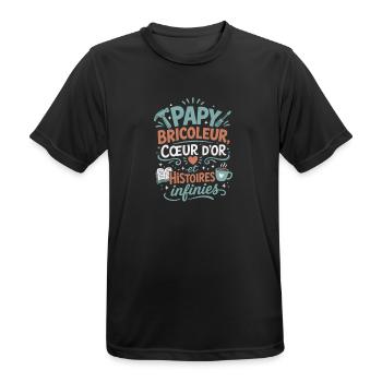 Papy bricoleur, cœur d'or et histoires infinies - T-shirt respirant Homme - noir - Devant - AI Model Male 178 light (178cm)