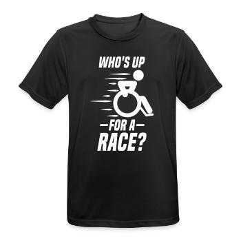 Who's up for a race? Rollstuhlfahrer Rollstuhl - Männer T-Shirt atmungsaktiv - Schwarz - Vorne - AI Model Male 178 light (178cm)