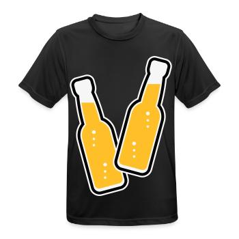 2 Flaschen Stoßen An (Limonade Softdrink / POS 3C) - Männer T-Shirt atmungsaktiv - Schwarz - Vorne - AI Model Male 178 light (178cm)