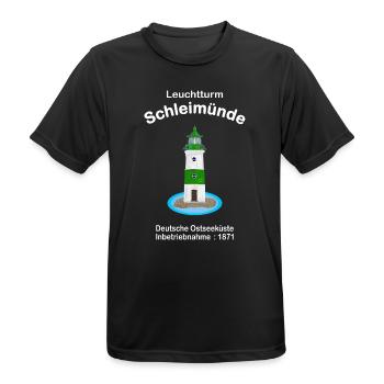 Leuchtturm Schleimünde grün-weiß Ostsee, Zeichnung - Männer T-Shirt atmungsaktiv - Schwarz - Vorne - AI Model Male 178 light (178cm)