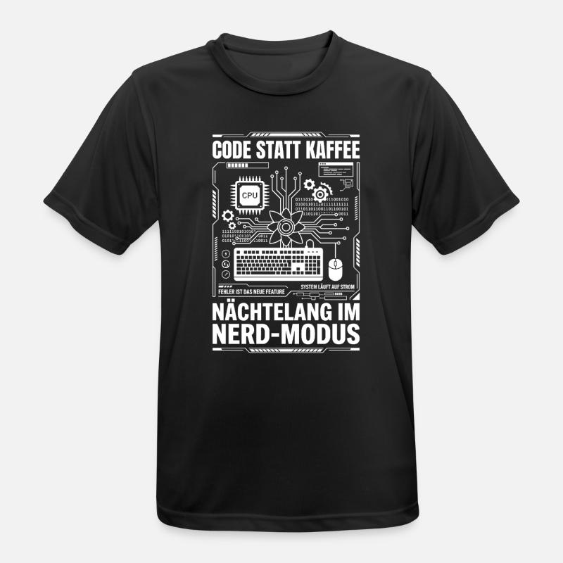 Code statt Kaffee Nerd-Modus - Männer T-Shirt atmungsaktiv - Schwarz
