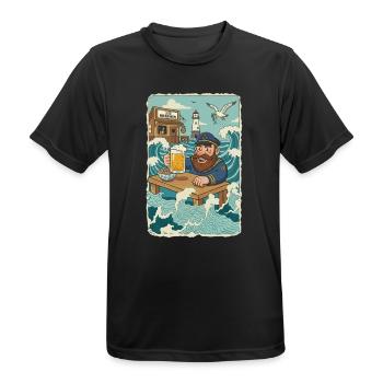 Letzte Nordsee Kneipe - Männer T-Shirt atmungsaktiv - Schwarz - Vorne - AI Model Male 178 light (178cm)