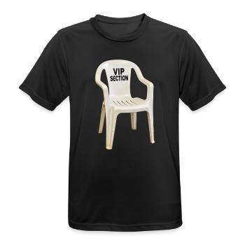 VIP Section – Plastikstuhl mit Größenwahn - Männer T-Shirt atmungsaktiv - Schwarz - Vorne - AI Model Male 178 light (178cm)
